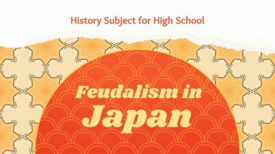 Tema de presentación educativa ilustrativa marrón sobre el feudalismo en Japón para la materia de historia de la escuela secundaria