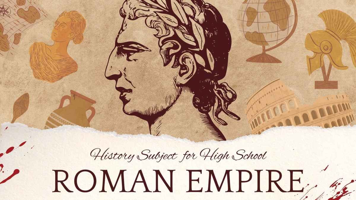 History Subject for High School Roman Empire Beige and Red Scrapbook Educational Presentation - slide 0