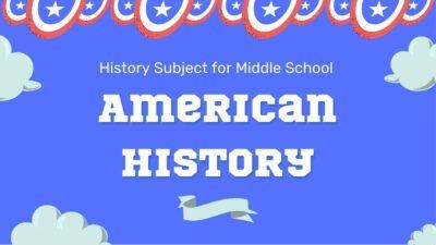 Apresentação sobre a história americana para ensino médio em vermelho e azul