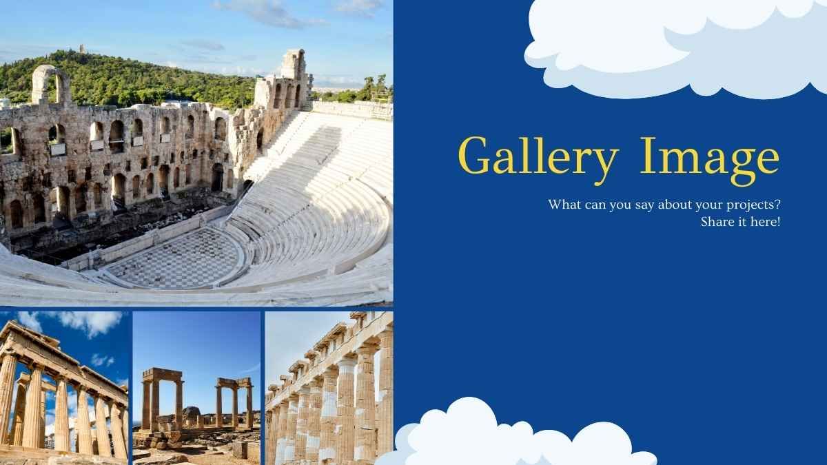 Aula de história sobre Grécia Antiga em azul e branco - slide 7