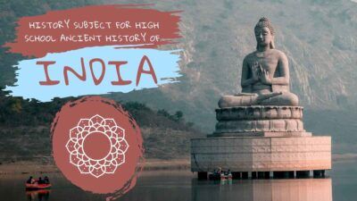 Aula sobre a história antiga da Índia com doodles em castanho e azul