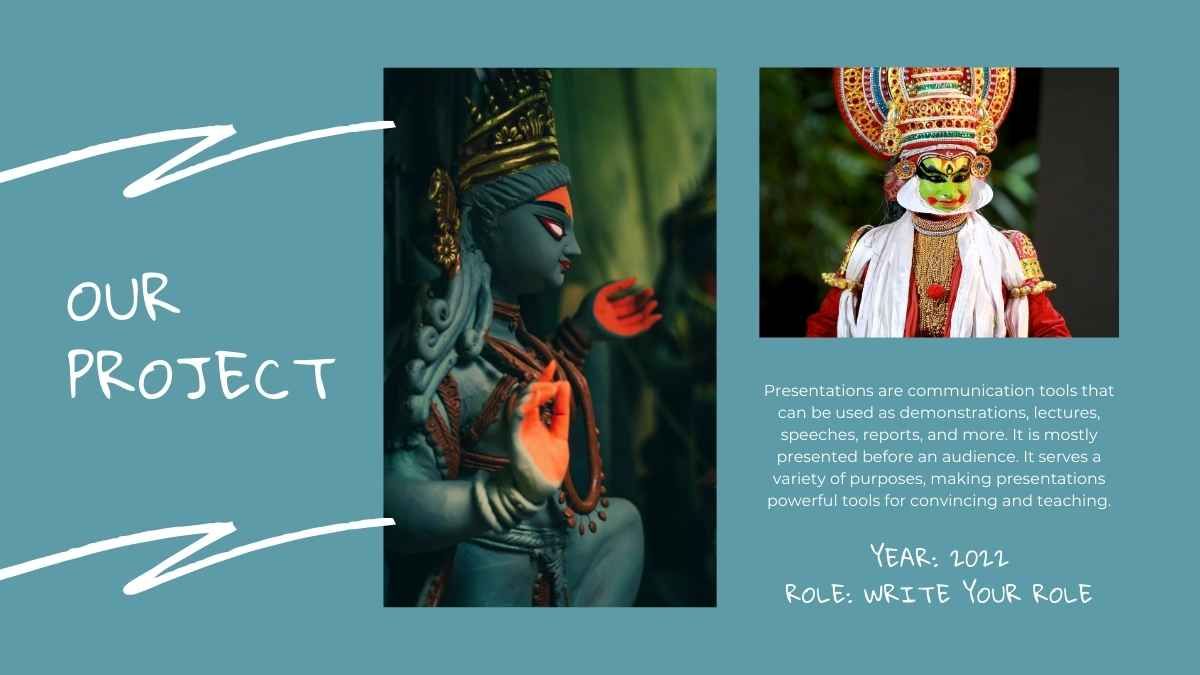 Aula sobre a história antiga da Índia com doodles em castanho e azul - slide 11