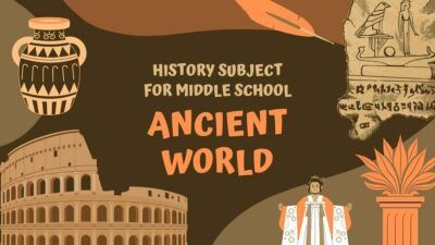 Aula de história para o ensino básico sobre a Idade Média em castanho e laranja