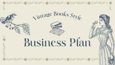 Apresentação do plano de negócios em estilo de livros vintage em marfim e marinho