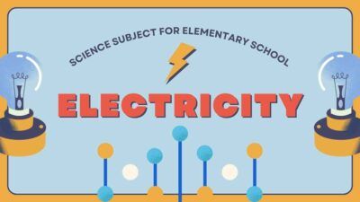 Apresentação azul claro e laranja vintage e ilustrado para ciências sobre eletricidade para Ensino Fundamental