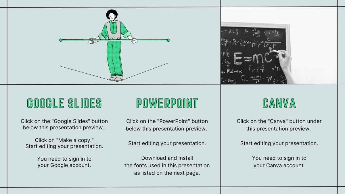 Ilustração retrô em meio-tom verde-claro e verde-neon do tema de ciências para física do ensino médio - slide 1