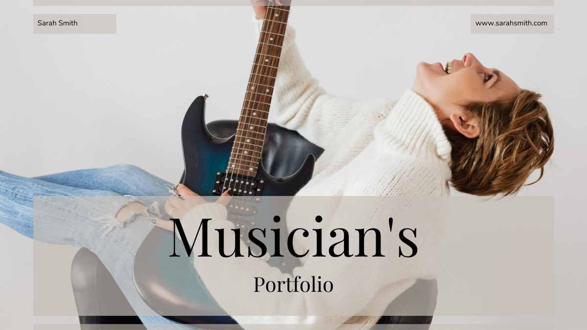 Musician’s Portfolio Beige and Black Minimal Business Portfolio  - slide 0
