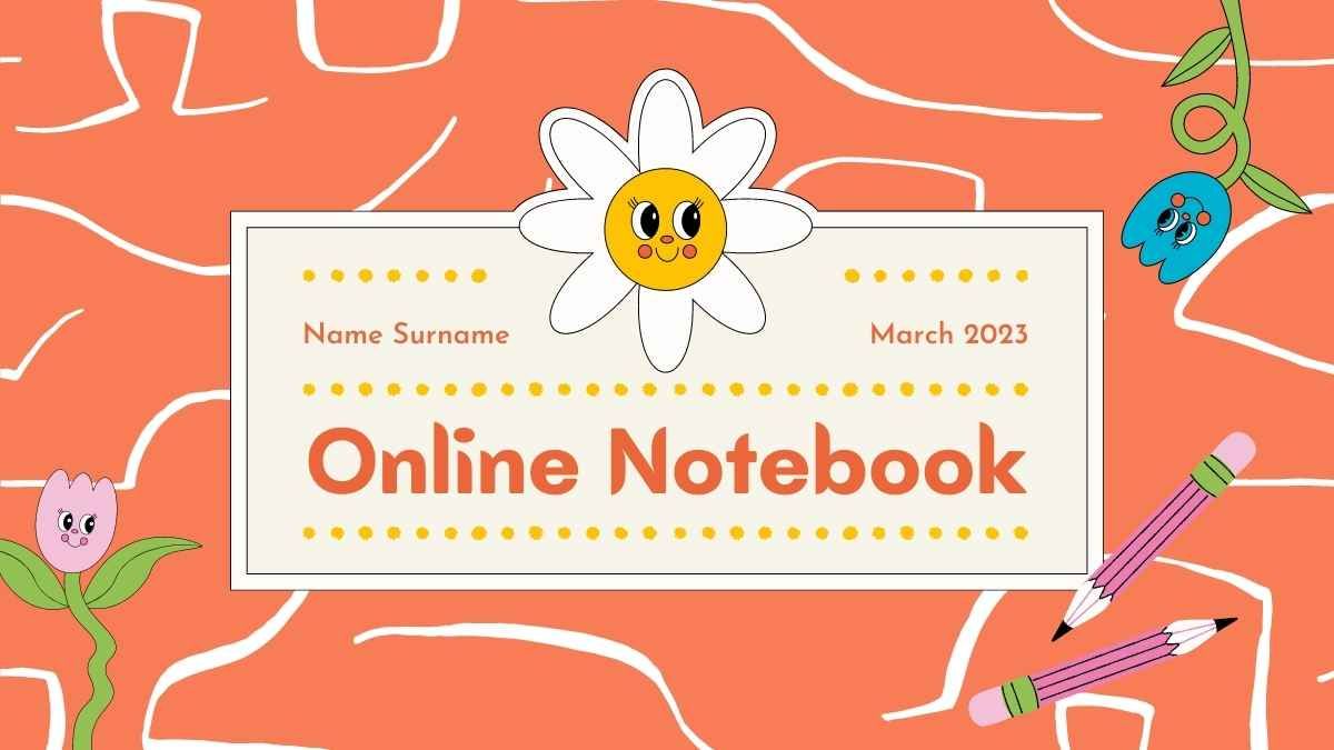 Cuaderno Online Presentación Ilustrativa Naranja y Verde - diapositiva 0