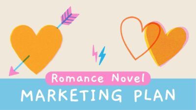 Orange Pink and Blue Cute Hearts Romance Novel Marketing Plan Presentation