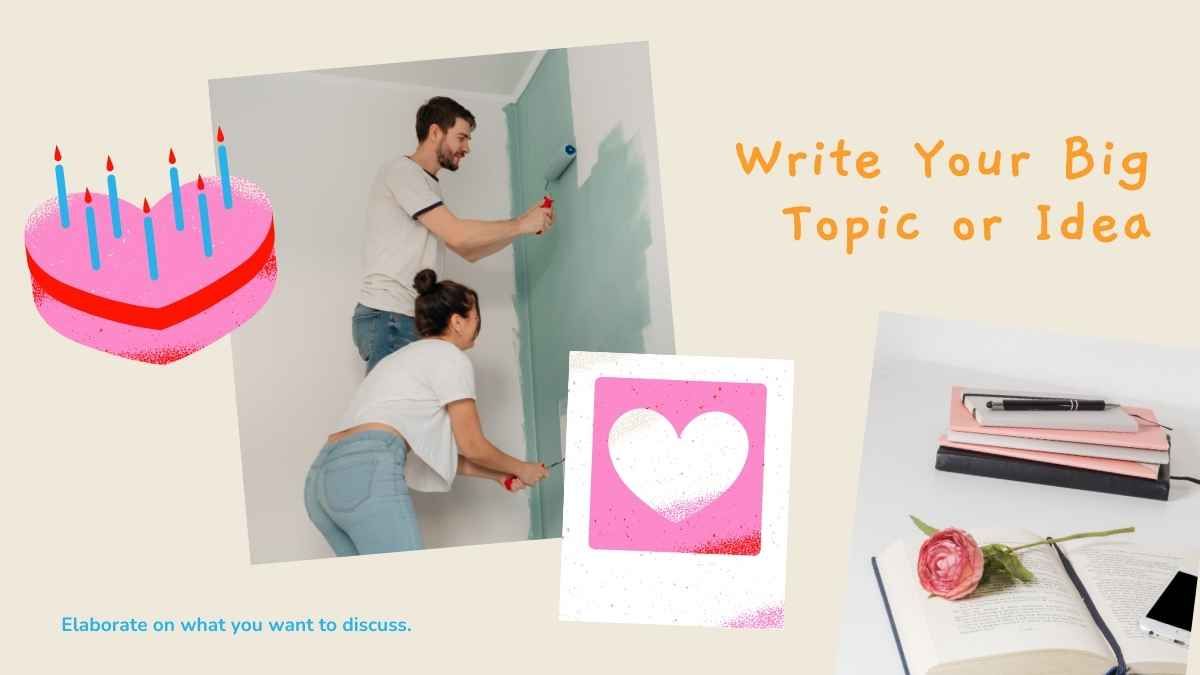 Apresentação do plano de marketing de um romance cor-de-rosa laranja e azul com corações bonitos - slide 13