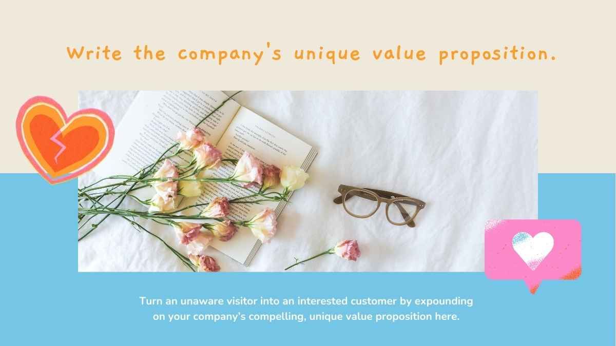 Orange Pink and Blue Cute Hearts Romance Novel Marketing Plan Presentation - diapositiva 6