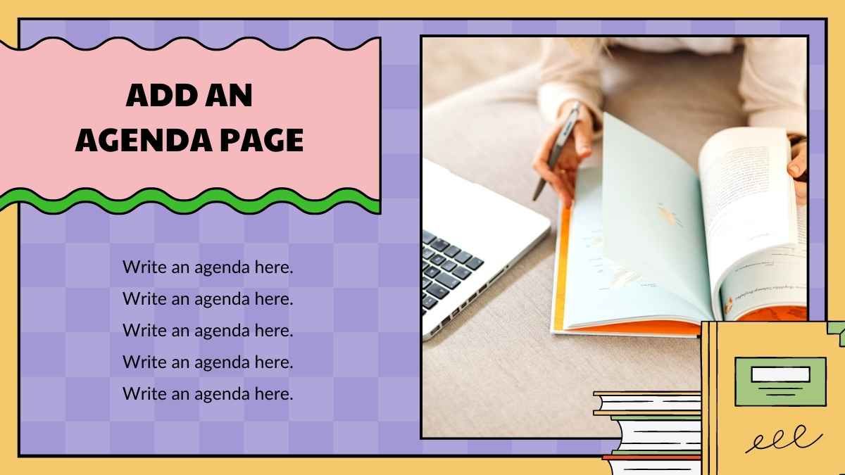 Pastel Checkerboard Scrapbook Colorful Book Report Presentation - slide 2