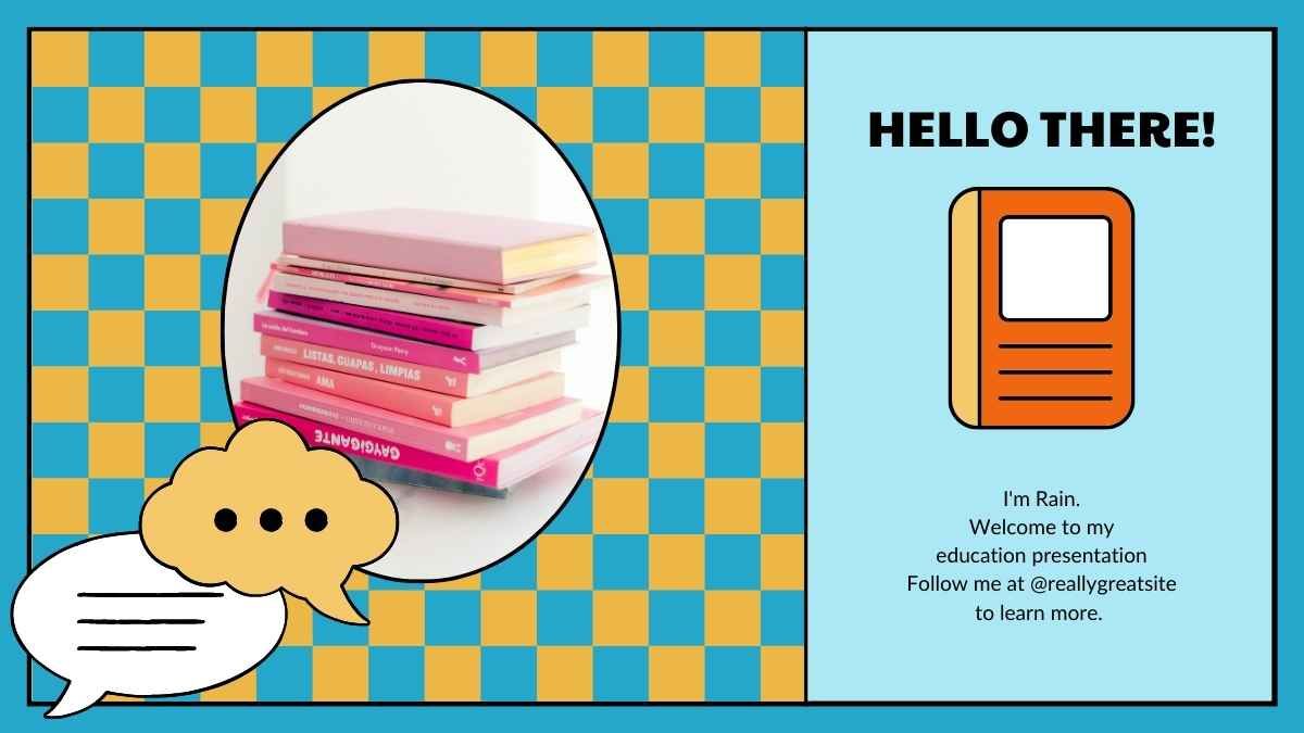 Pastel Checkerboard Scrapbook Colorful Book Report Presentation - slide 3