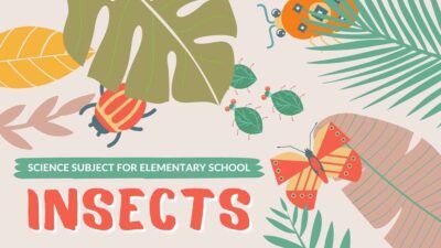 Pastel Ilustrativo Tema de Ciencias Botánicas para la Presentación de Insectos en la Escuela Primaria