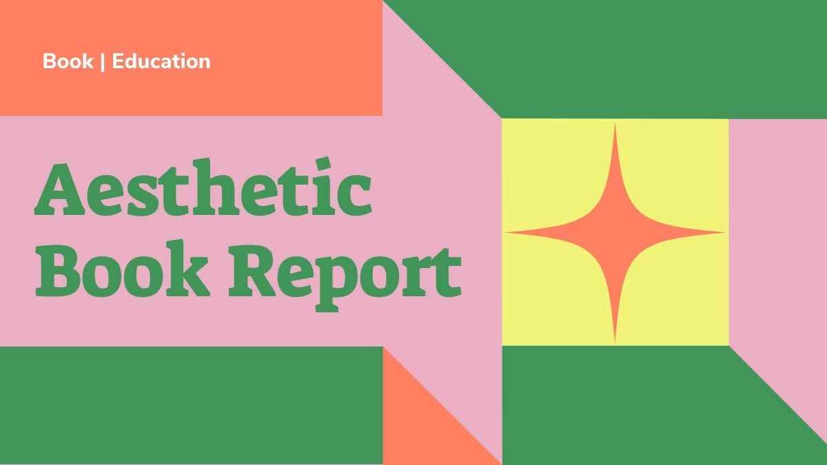 Informe de libro estético con patrón gráfico abstracto en rosa, amarillo, verde y naranja - diapositiva 0