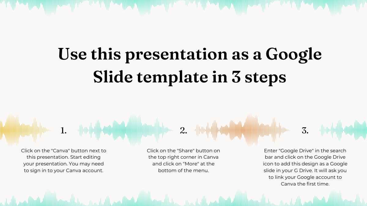 Apresentação de plano de marketing simples e elegante com ondas sonoras em cinzento e azul-petróleo - slide 3