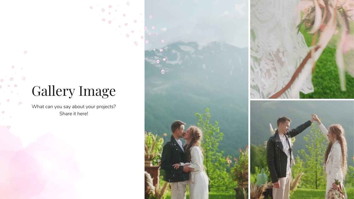 Apresentação de portfolio de banda de casamento em branco e rosa - slide 8