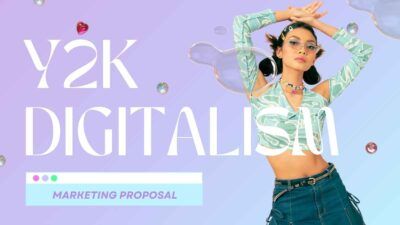 Apresentação com Proposta de Marketing Digital dos anos 2000 em Rosa e Azul