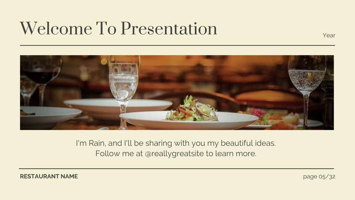 Presentación de negocio de restaurante minimalista y elegante - slide 4