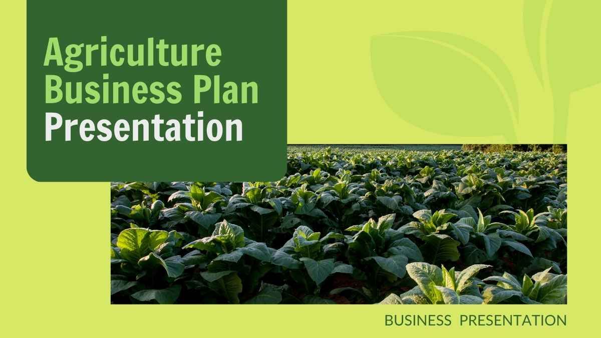 Apresentação do plano de negócios agrícola e minimalista - slide 0