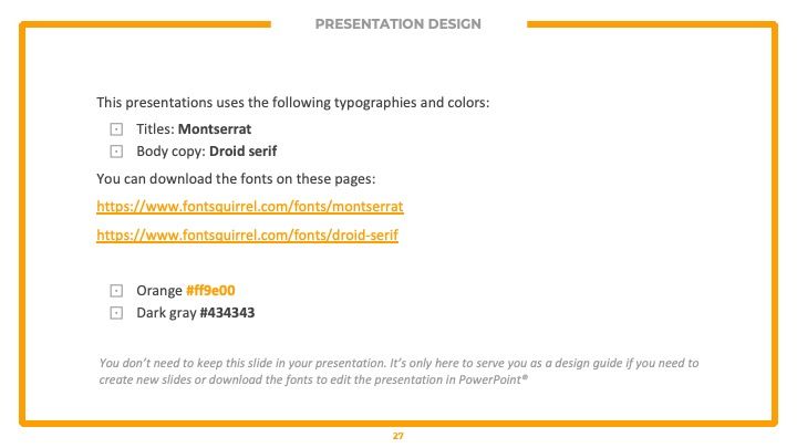 オレンジ色を基調としたプロフェッショナルなプレゼンテーションテンプレート - slide 26