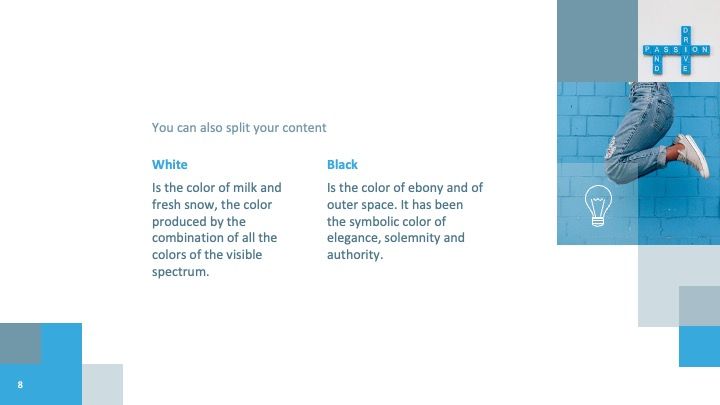フォントやアイコンは新鮮な手書きの外観を持ち、白色は濃い質感の背景に対してコンテンツを際立たせます。 - slide 7