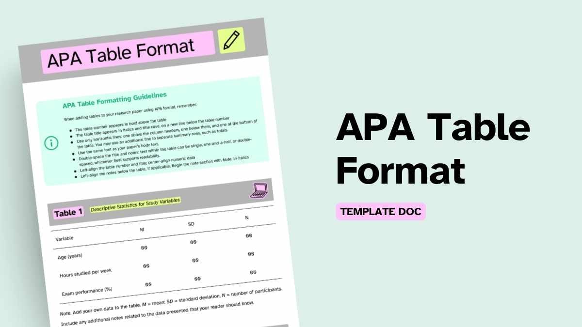 APA Table Format Doc - slide 1
