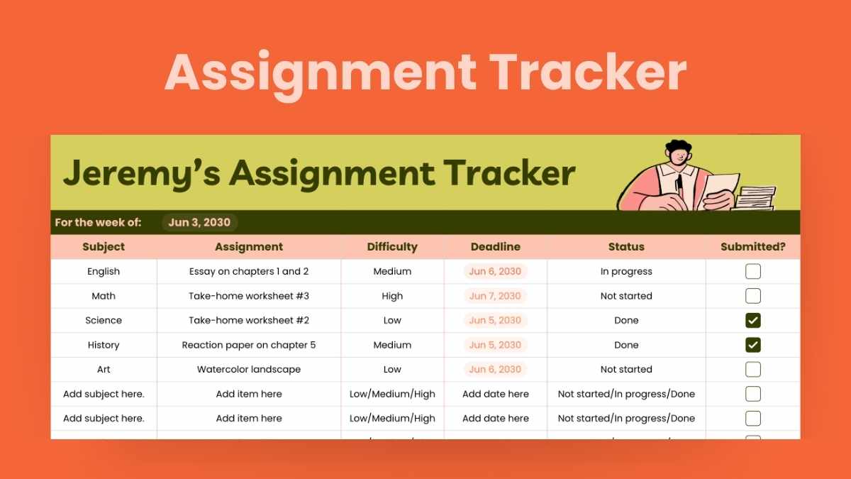 Assignment Tracker Sheet - slide 1