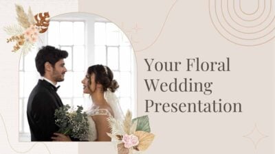Slides de Casamento Elegantes com Flores Boho em Bege e Marrom