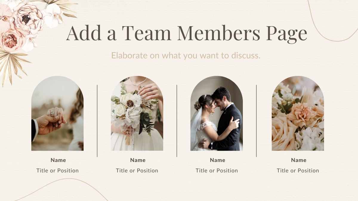 Slides de Casamento Elegantes com Flores Boho em Bege e Marrom - deslizar 12