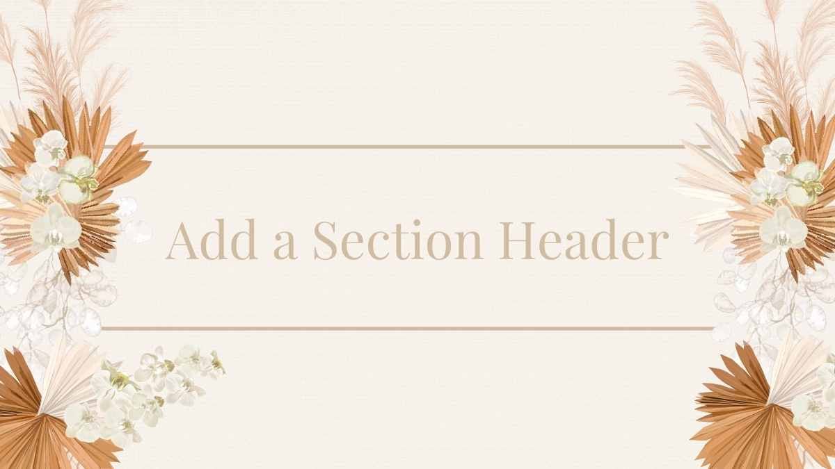 Slides de Casamento Elegantes com Flores Boho em Bege e Marrom - deslizar 13