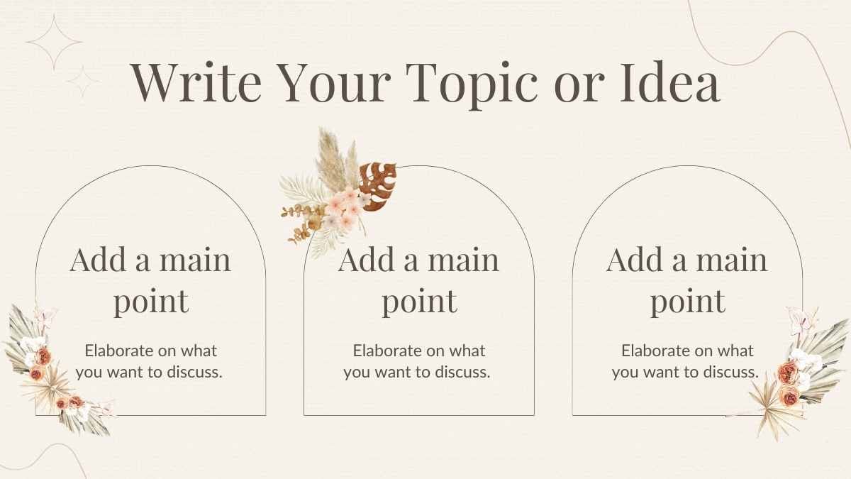 Slides de Casamento Elegantes com Flores Boho em Bege e Marrom - deslizar 7