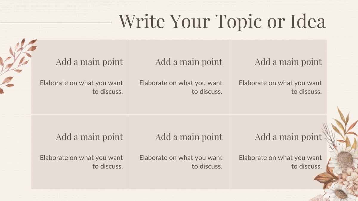 Slides de Casamento Elegantes com Flores Boho em Bege e Marrom - deslizar 8