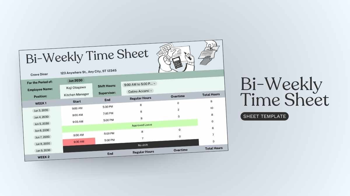 Bi Weekly Time Sheet - slide 1