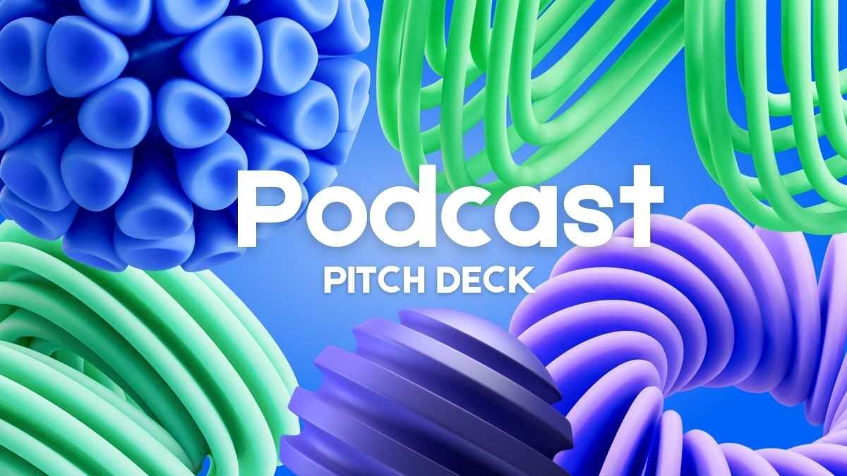Pitch deck de Podcast 3D Abstrato - slide 0