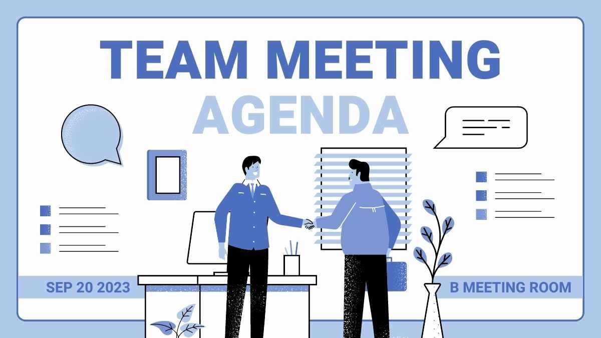 Agenda da reunião da equipe ilustrada - slide 0