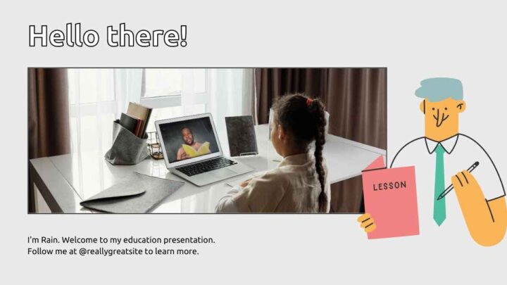 Grey Cute Illustrative E-Learning. Free PPT & Google Slides Template ...