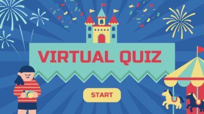 Slides Carnival Google Slides and PowerPoint Template Blue Teal Red and Yellow Illustrative Virtual Quiz 1