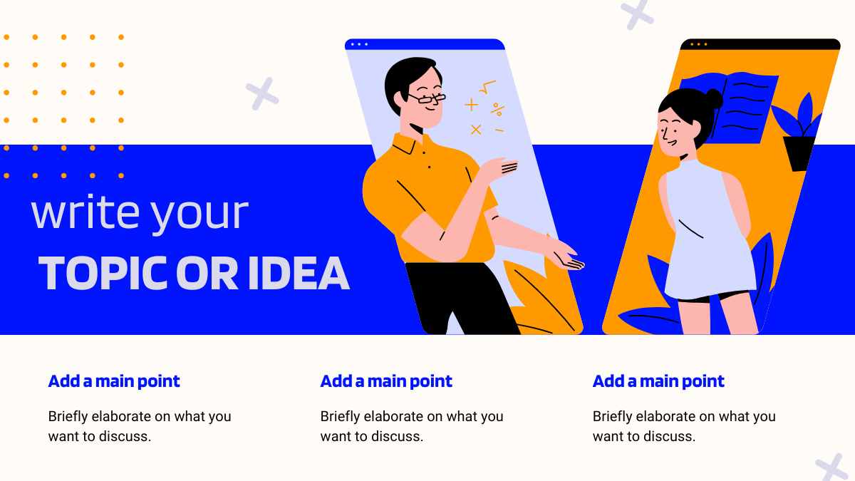 생생한 파란색과 주황색의 그림으로 이루어진 E-러닝 프레젠테이션 - 슬라이드 13