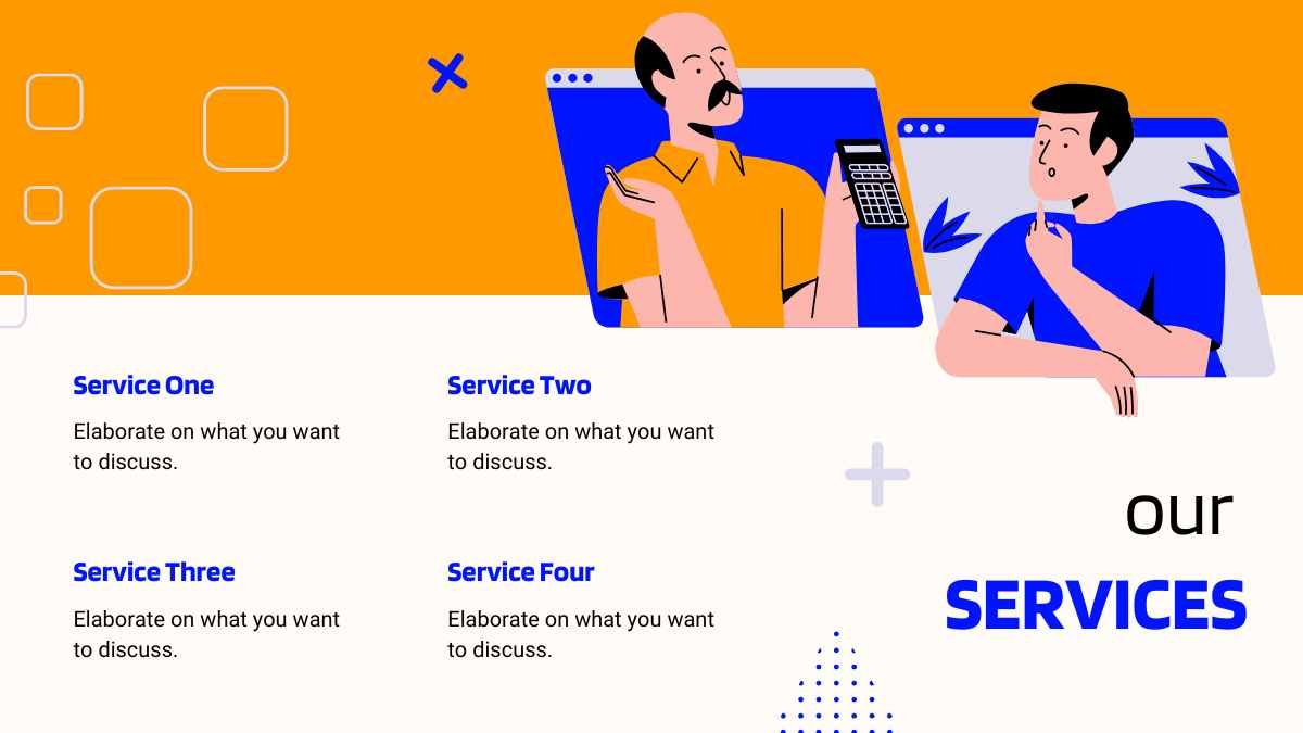 생생한 파란색과 주황색의 그림으로 이루어진 E-러닝 프레젠테이션 - 슬라이드 14