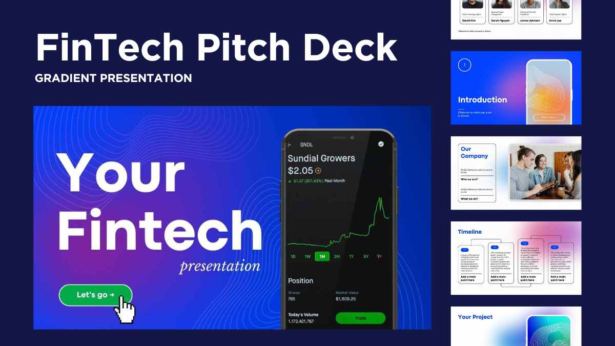 Blue Minimal Cool Gradient FinTech Pitch Deck - slide 1