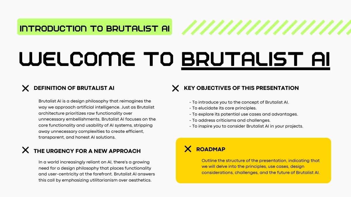 Brutalist Style AI Pitch Deck - slide 4