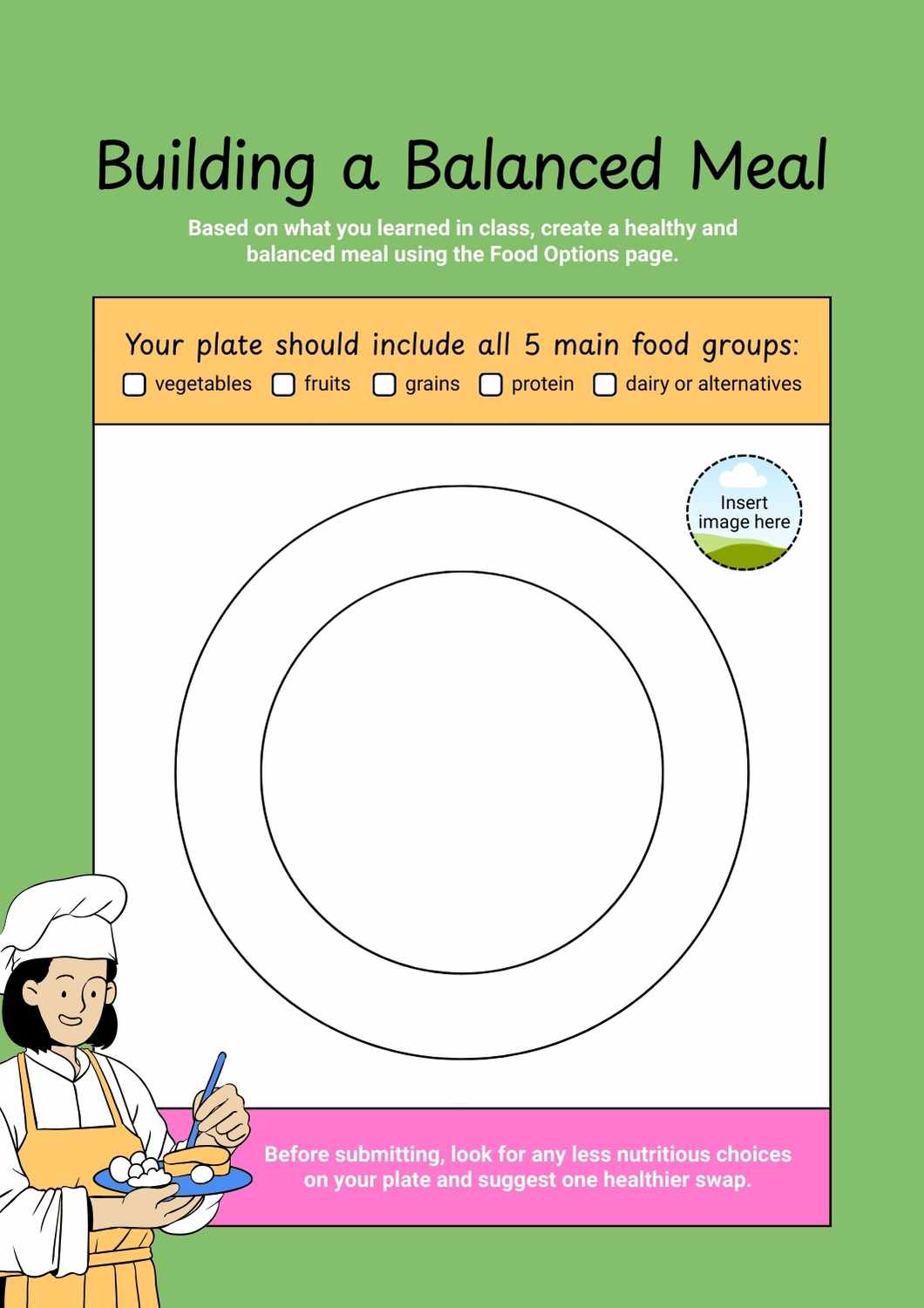 Building a Balanced Meal Nutrition Worksheet - slide 1