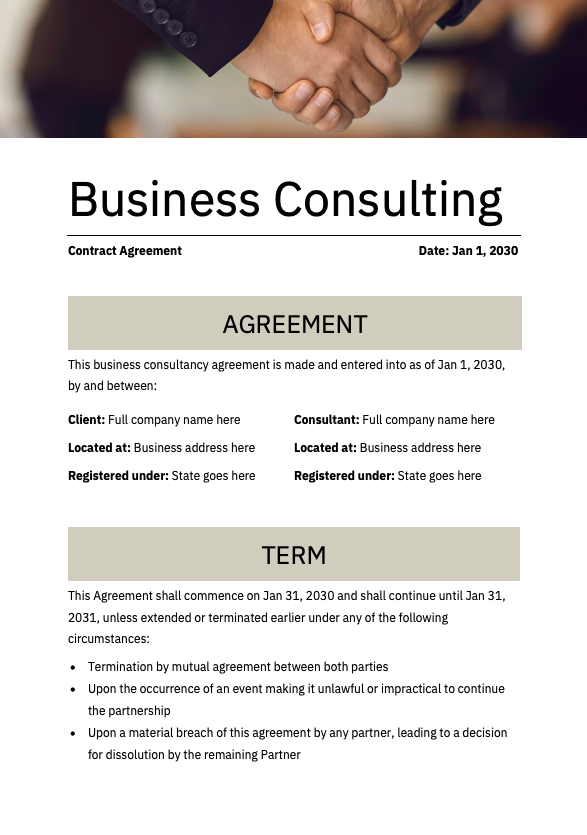 Business Consulting Contract Agreement - slide 1