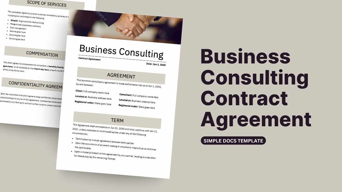Business Consulting Contract Agreement - slide 1
