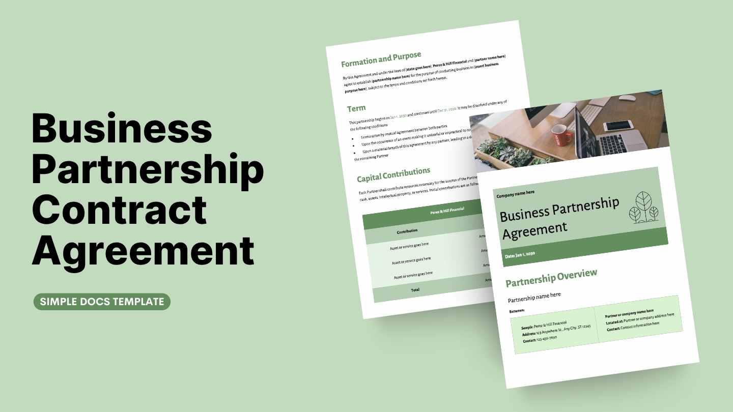 Business Partnership Contract Agreement - slide 1