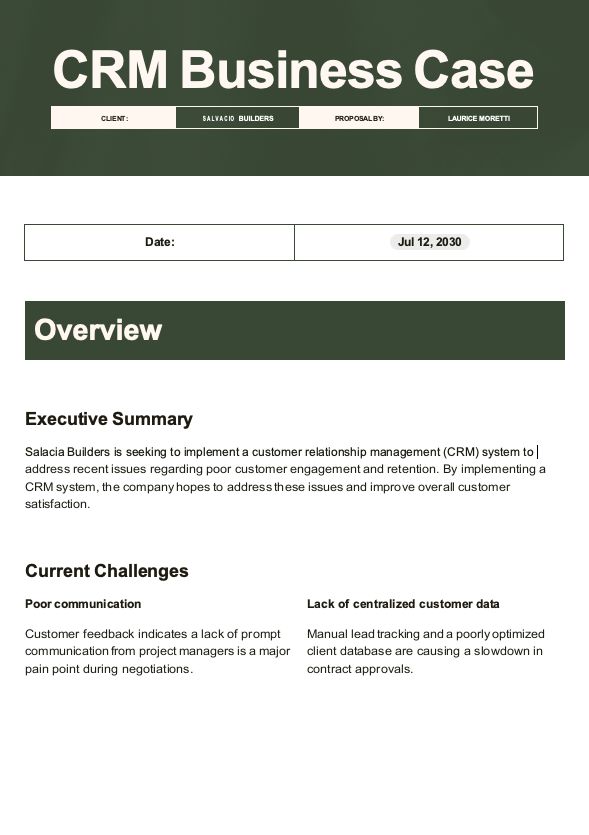 CRM Business Case - slide 1