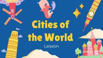 Slides Carnival Google Slides and PowerPoint Template Cities of the World Lesson Blue and Yellow Cute Illustrated Education Presentation 1