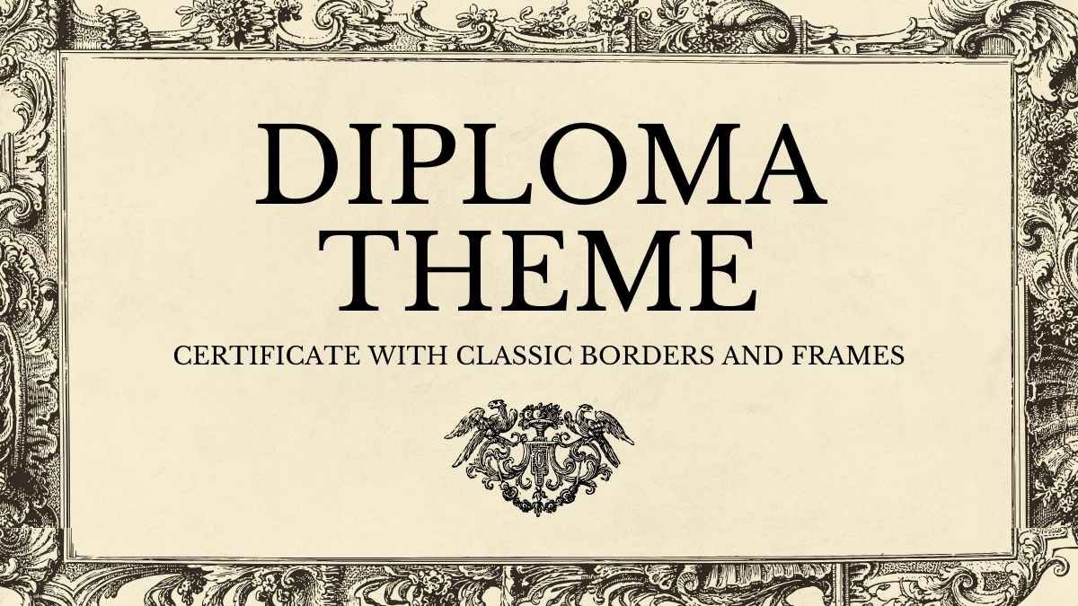 Tema clássico de diploma com bordas e molduras elegantes - slide 0