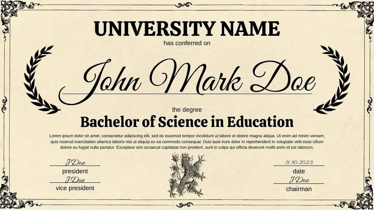 Classic Diploma Theme with Elegant Borders and Frames - slide 5